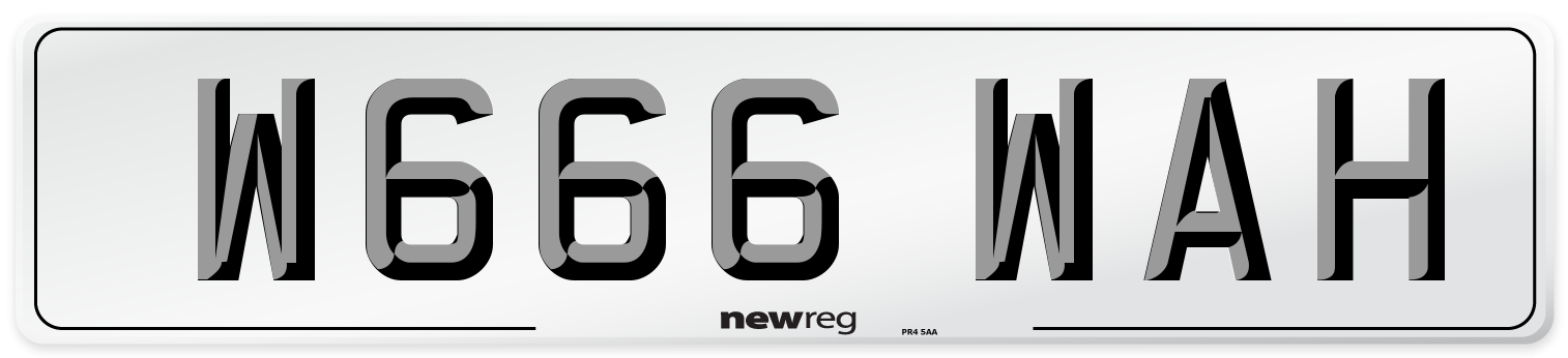 W666 WAH Number Plate from New Reg